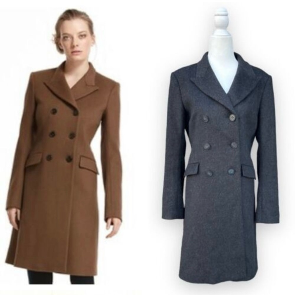 Theory gray wool long coat Ellery Explorer double breasted reefer jacket